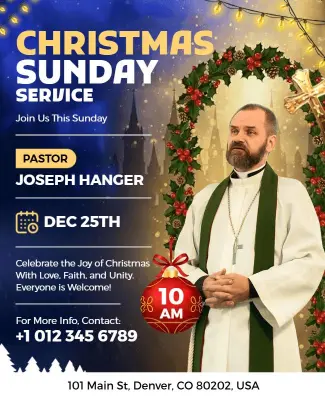 Christmas Sunday Church Service Flyer Template