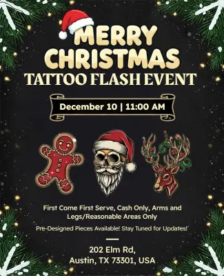 Christmas Themed Tattoo Flash Event Flyer Template