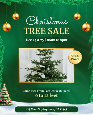 Festive Green Christmas Tree Sale Flyer Template