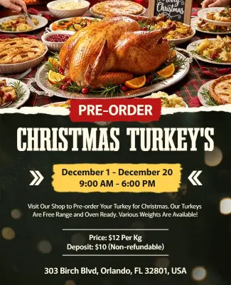 Christmas Turkey Pre-Order Event Flyer Template