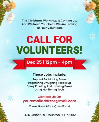 Christmas Volunteer Workshop Flyer Template