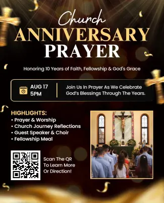 Church Anniversary Prayer Event Flyer Template