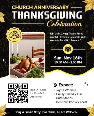 Church Anniversary Thanksgiving Celebration Flyer Template