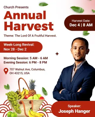 Church Annual Harvest Event Poster Template