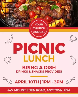 Church Annual Picnic Lunch Event Flyer Template
