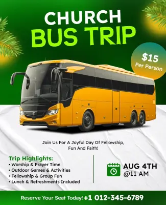 Church Bus Trip Event Flyer Template