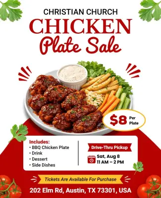 Church Chicken Plate Sale Flyer Template