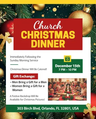 Church Christmas Dinner Celebration Flyer Template