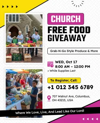 Church Community Free Food Giveaway Flyer Template