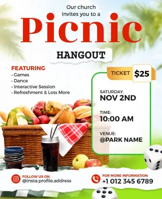 Church Community Picnic Hangout Flyer Template