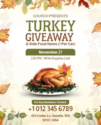 Church Community Turkey Giveaway Flyer Template