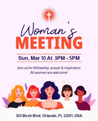 Church Community Women's Fellowship Meeting Flyer Template
