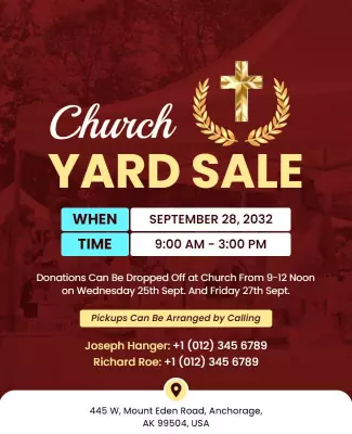 Lively Red Church Yard Sale Event Flyer Template