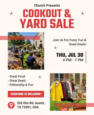 Church Cookout and Yard Sale Event Flyer Template