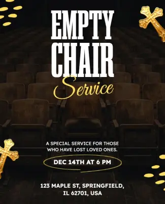 Church Empty Chair Service Announcement Flyer Template