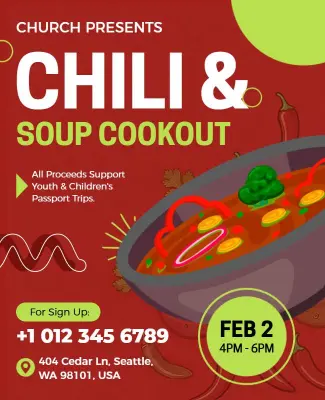 Church Event Chili and Soup Cookout Flyer Template