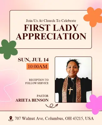 Church Event First Lady Appreciation Flyer Template