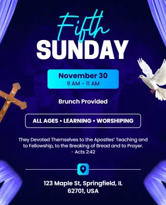 Church Fifth Sunday Worship Event Flyer Template