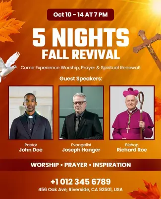 Church Five Nights Fall Revival Worship Flyer Template