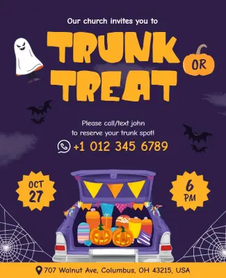 Halloween Celebration Church Trunk or Treat Flyer Template