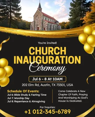 Church Inauguration Ceremony Event Invitation Flyer Template