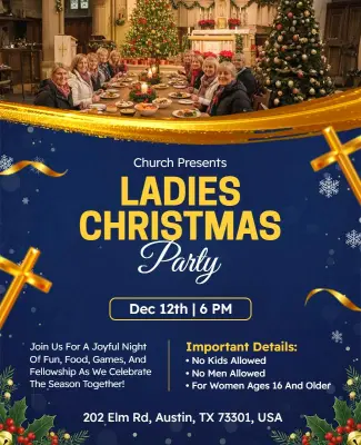 Church Ladies Christmas Party Event Promotion Flyer Template