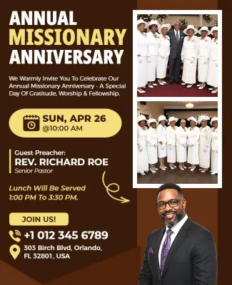 Church Missionary Anniversary Celebration Flyer Template