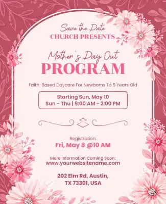 Church Mothers Day Out Program Flyer Template