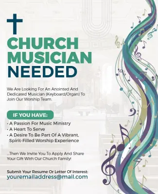 Church Musician Needed Flyer Template