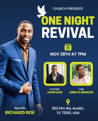 Church One Night Revival Event Promotional Flyer Template