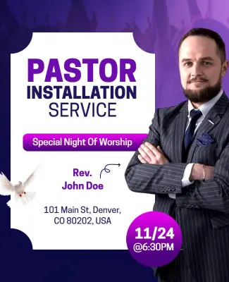 Church Pastor Installation Worship Service Flyer Template