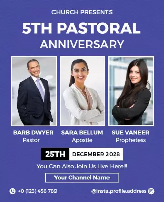 Church Pastoral Anniversary Celebration Flyer Template