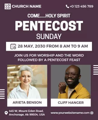 Church Pentecost Sunday Service Flyer Template