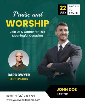 Church Praise and Worship Event Flyer Template