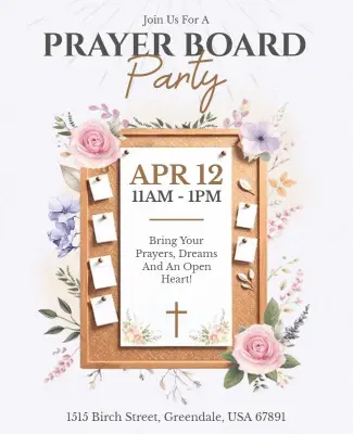 Church Prayer Board Party Event Flyer Template