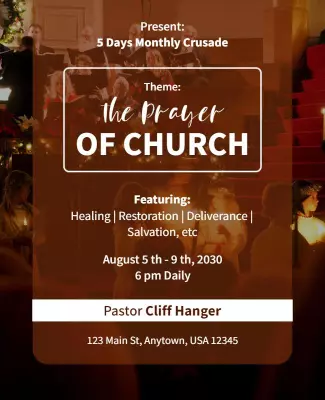 Church Prayer Event and Healing Services Flyer Template