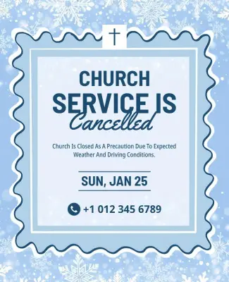 Church Service Cancellation Announcement Poster Template