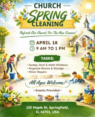 Church Spring Cleaning Event Flyer Template