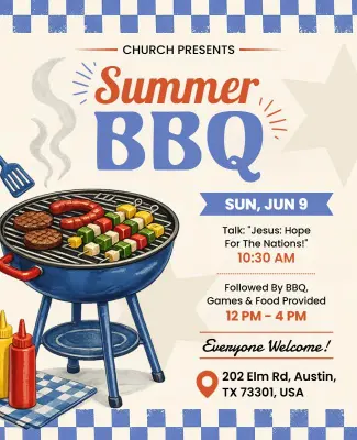 Church Summer BBQ Event Flyer Template