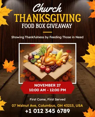 Church Thanksgiving Food Box Giveaway Flyer Template