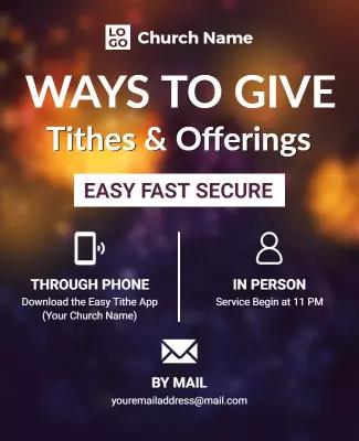 Church Tithes and Offerings Methods Flyer Template