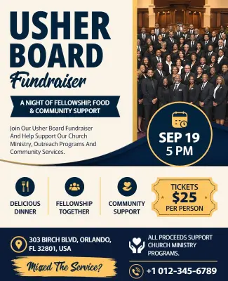 Church Usher Board Fundraiser Event Flyer Template