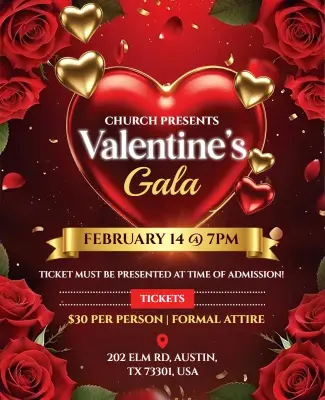 Church Valentine's Gala Event Flyer Template