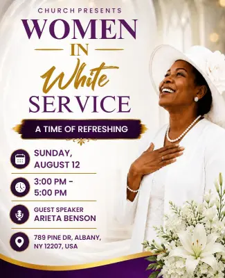 Church Women in White Service Flyer Template