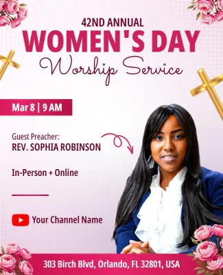 Church Women's Day Worship Service Flyer Template