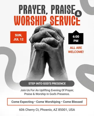 Church Worship and Praise Celebration Flyer Template
