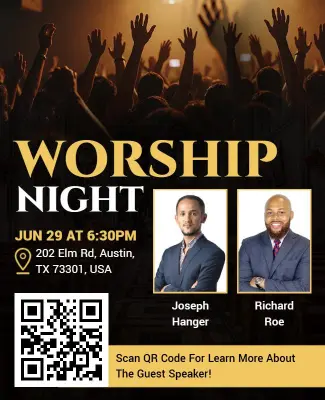 Church Worship Night with Guest Speakers Flyer Template