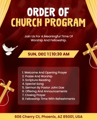 Church Worship Program Schedule Flyer Template