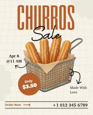 Churros Sale Promotional Poster Template