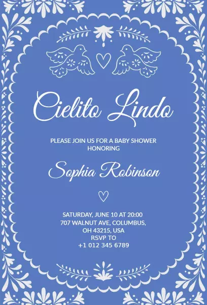 Cielito Lindo Blue Baby Shower Celebration Invitation Template